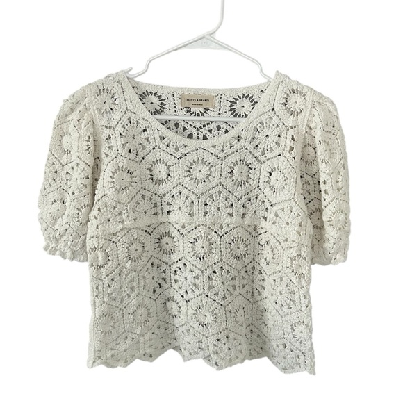 Saints And Hearts Tops - Saints & Hearts White Boho Crochet Top